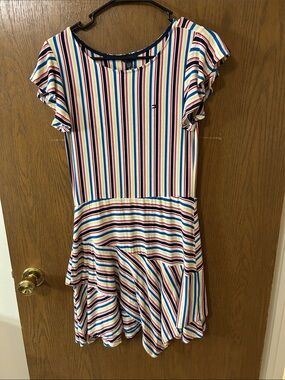 Tommy Hilfiger Multicolor Striped Ruffle Sleeve Dress